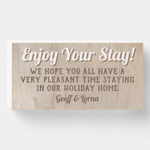 Holiday rental home message wooden box sign