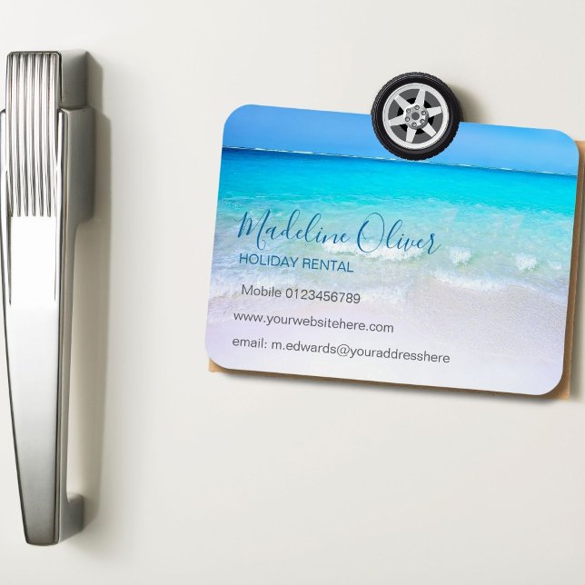 Holiday Rental Ocean Wave Beach Blue Modern  Magnet (Creator Uploaded)