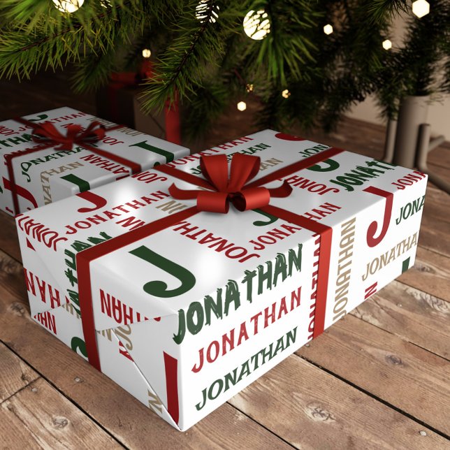 Holiday Repeating Name Personalized Wrapping Paper (Holiday Repeating Name Personalized Wrapping Paper)