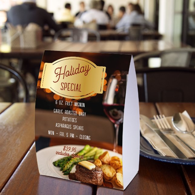 Holiday Restaurant Special Filet Mignon | Cake Paper Table Tent (Insitu(Restaurant))