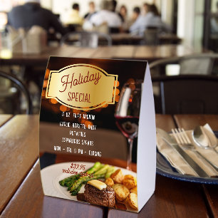 Holiday Restaurant Special Filet Mignon Cake Table Tent