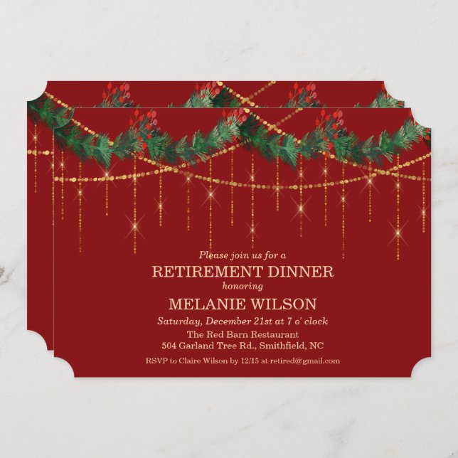 Holiday Retirement Dinner Invitation (Front/Back)