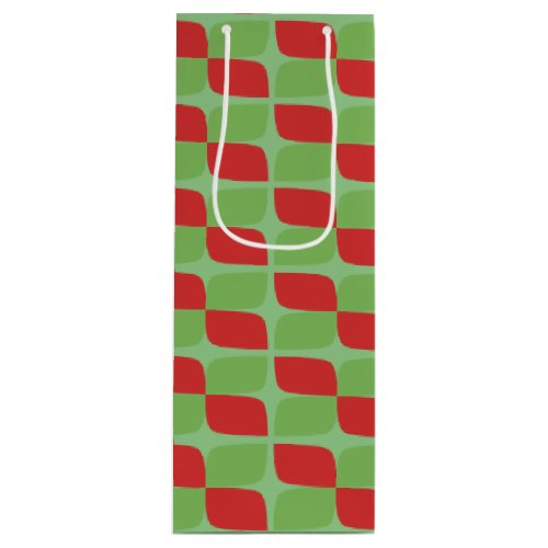 Holiday Retro Geometric Pattern on green Wine Gift Bag