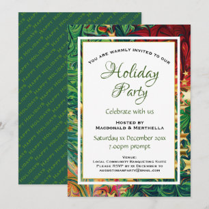 HOLIDAY Retro Red Green Celebration Party Invitation