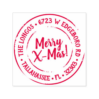 Holiday Return Address Label Stamp - Red