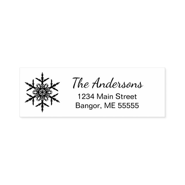 Holiday Return Address Snowflake Script Self-inking Stamp (Design)