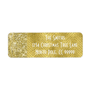 Holiday Return Labels "Chevron Gold Design"
