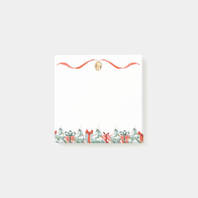 Holiday Ribbon Bell Christmas Gifts Trees Pastel Post-it Notes (Front)