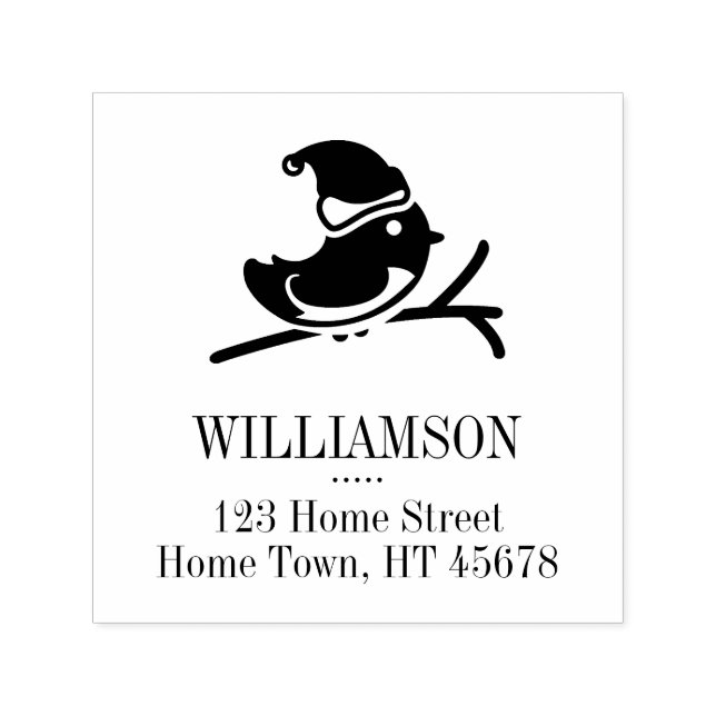 Holiday Robin Square Return Address Self-inking Stamp (Design)