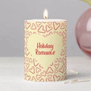 Holiday Romance Candy Cane Hearts Christmas Gift Pillar Candle