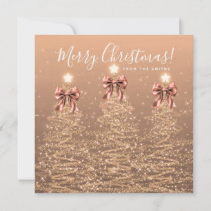 Holiday Rose Gold Christmas Trees Greeting 