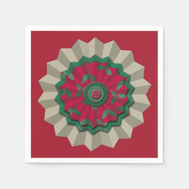 Holiday Rosette Holly  Napkins (Front)
