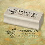 Holiday Rudolph Reindeer Christmas Return Address Rubber Stamp<br><div class="desc">A winter-themed name and return address design with Rudolph next to your family name and address details. Ideal for adding an extra special touch to your holiday cards. Designed by Thisisnotme©</div>