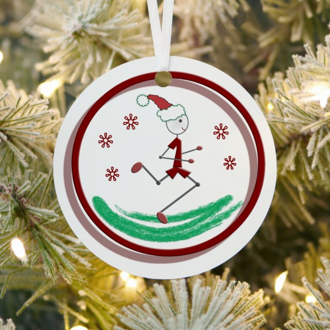 Holiday Runner Guy Metal Ornament (Insitu)