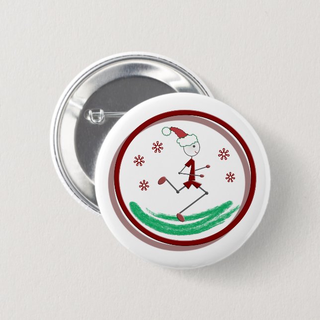 Holiday Runner Guy © Pinback Button (Front & Back)