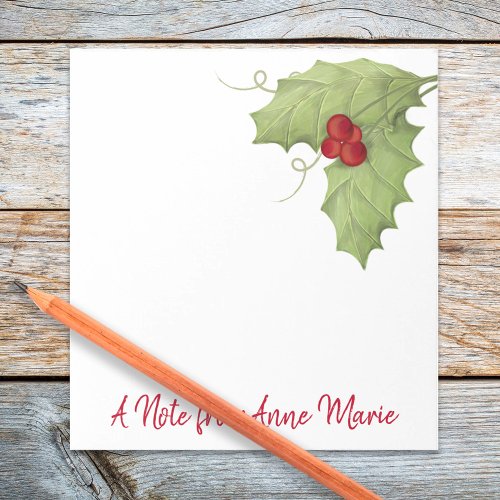 Holiday Rustic Botanical Christmas Custom Notepad