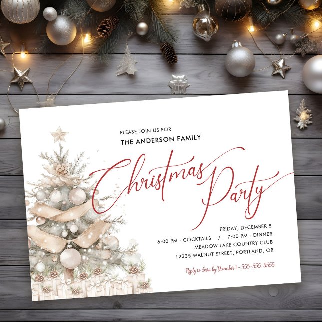 Holiday Rustic Evergreen Christmas Party Invitation (Creator Uploaded)