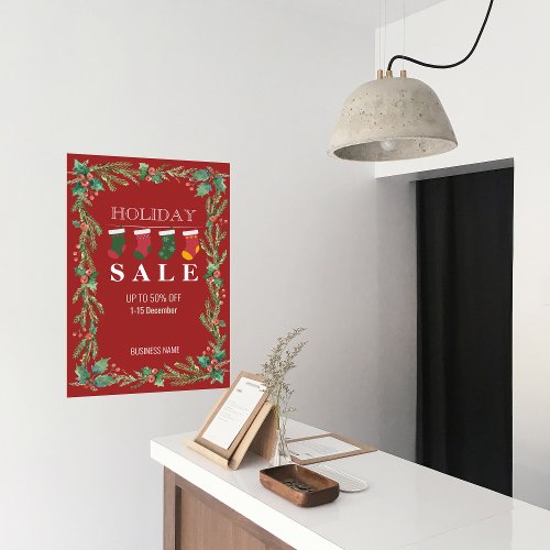 Holiday Sale Christmas Flower Business Ads Poster