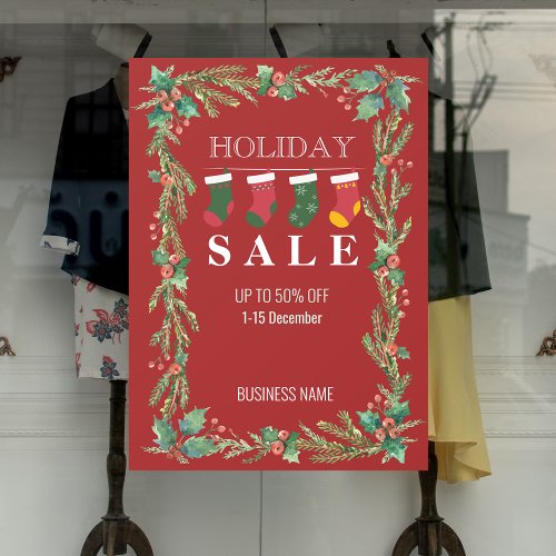 Holiday Sale Christmas Flower Shop Ads Window Cling