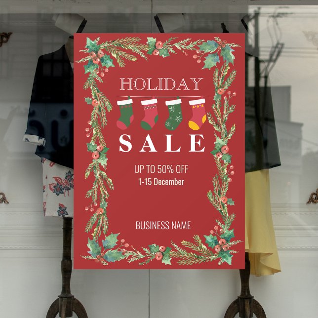Holiday Sale Christmas Flower Shop Ads Window Cling (Holiday Sale Christmas Flower Shop Ads Window Cling)
