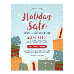 Holiday Sale Snowflakes and Presents Business Flyer