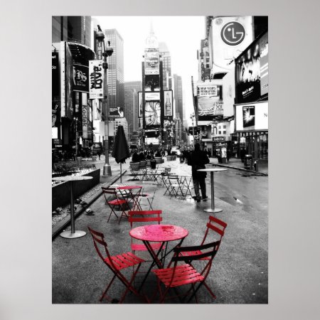 Holiday Sale! Times Square Black White Red 18x24 Poster