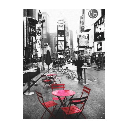 Holiday Sale! Times Square Black White Red Canvas