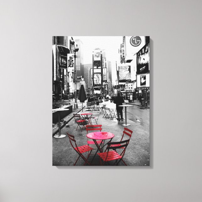 HOLIDAY SALE! Times Square Black White Red Canvas Print (Front)