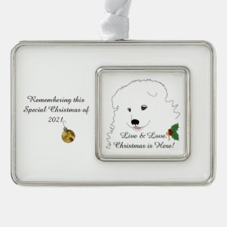Holiday Samoyed Ornament-All Messages Customizable Christmas Ornament