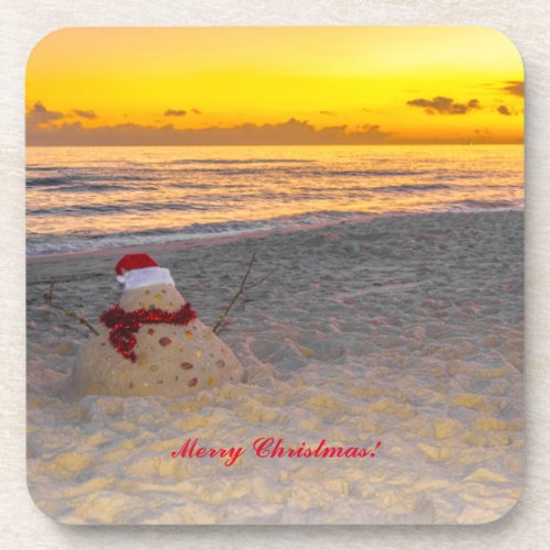 Holiday Sandman on the beach Beverage Coaster