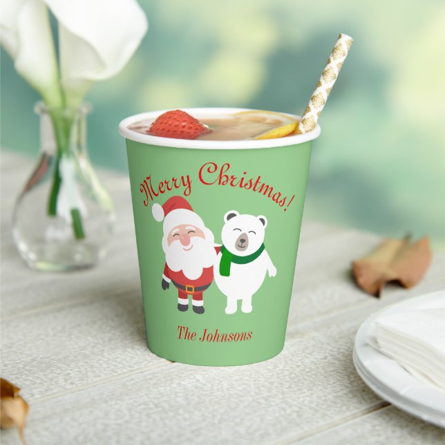 Holiday Santa and Bear Christmas Paper Cups (Insitu)