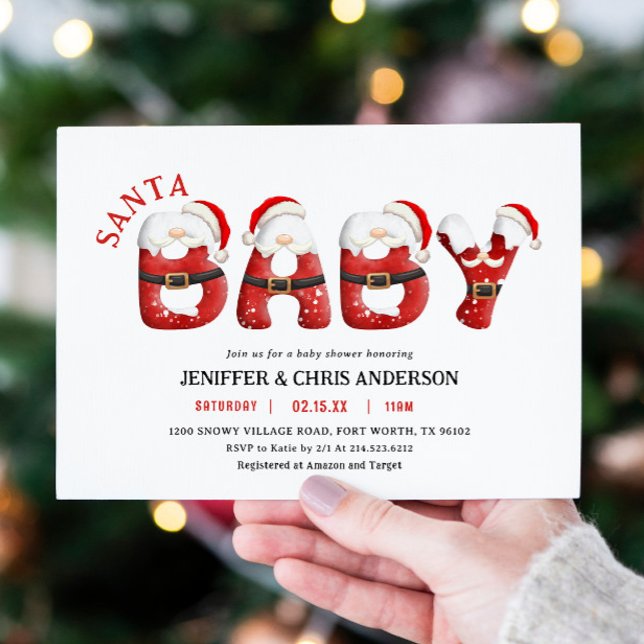 Holiday Santa Baby Winter Baby Shower Invitation (Creator Uploaded)