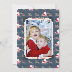 holiday Santa Claus with old photo frame Card