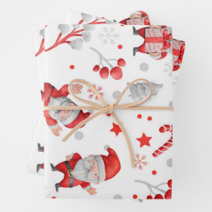 Holiday Santa Clause Red Christmas Wrapping Paper Sheets