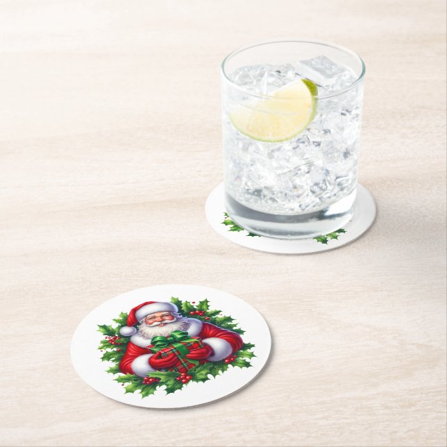 Holiday Santa Paper Coaster Set (Insitu)