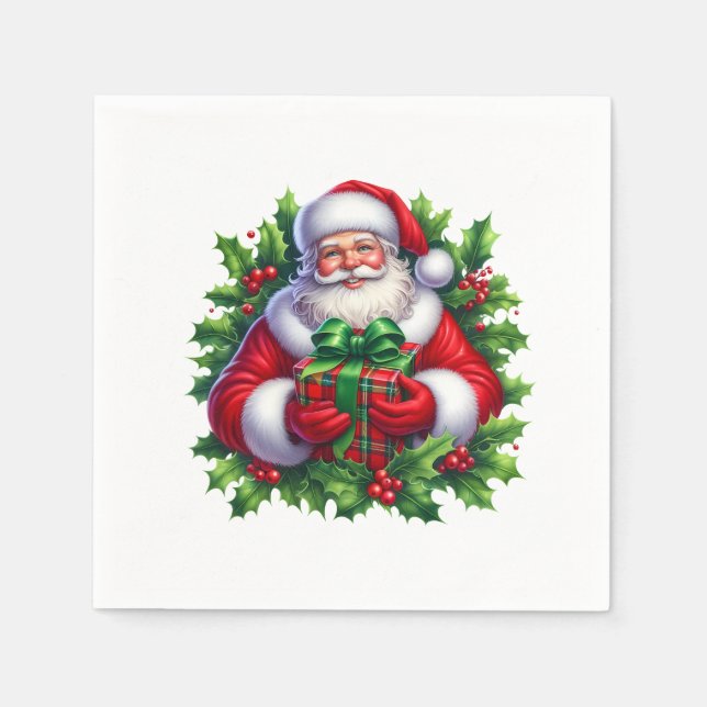 Holiday Santa Paper Napkins  (Front)