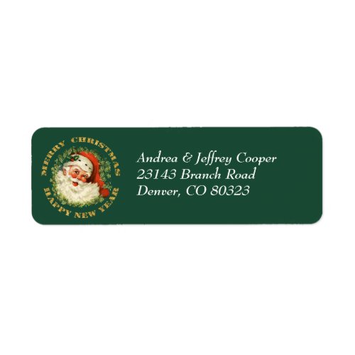 Holiday Santa Pine Wreath Label