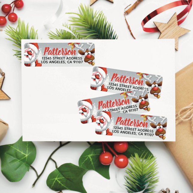 Holiday Santa & Reindeer Personalized Return Label (Creator Uploaded)