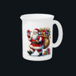 Holiday Santa Water Pitcher<br><div class="desc">This lovely water pitcher is shown in white with a festive holiday Santa watercolor print.
Customize this item or buy as is.</div>