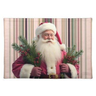 Holiday Santa With Pink Cloth Placemat