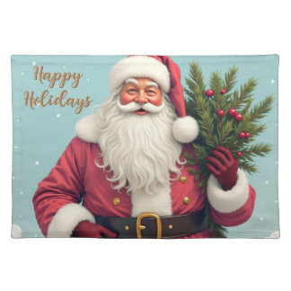 Holiday Santa With Pinks Cloth Placemat