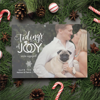 Holiday Save The Date Engagement Christmas Card by BanterandCharm at Zazzle