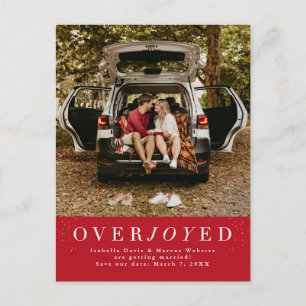 Holiday save the date red photo postcard