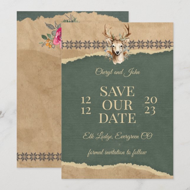 Holiday Save the Date Wedding at the Lodge Invitation (Front/Back)