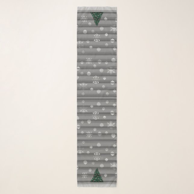 Holiday Scarves Classic Christmas Knit Print Scarf (Front)