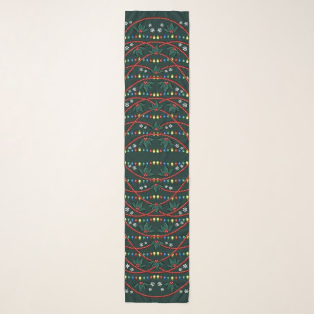 Holiday Scarves Classic Christmas Tree Print Scarf (Front)