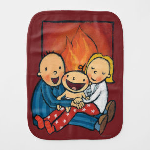 Holiday Scene: Family in Front of the Fireplace Burp Cloth