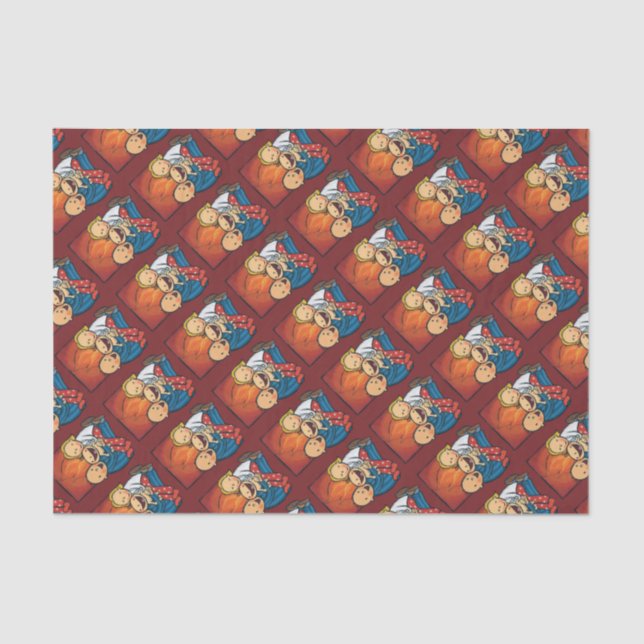 Holiday Scene: Family in Front of the Fireplace Tissue Paper (Front)