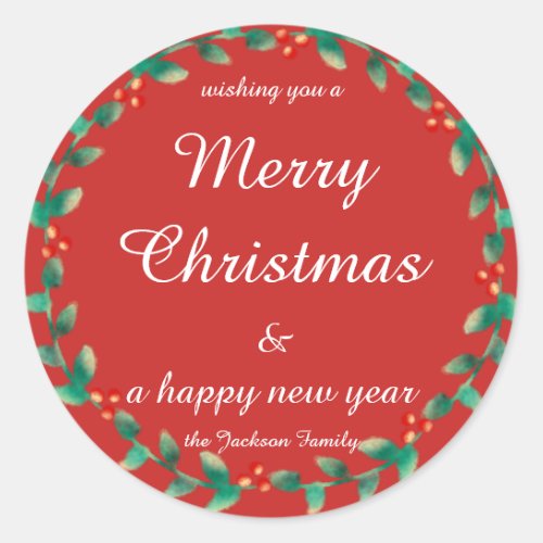 Holiday  Script Bright Christmas trendy christmas Classic Round Sticker