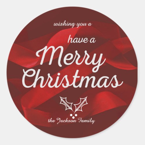 Holiday  Script Bright Christmas trendy christmas Classic Round Sticker